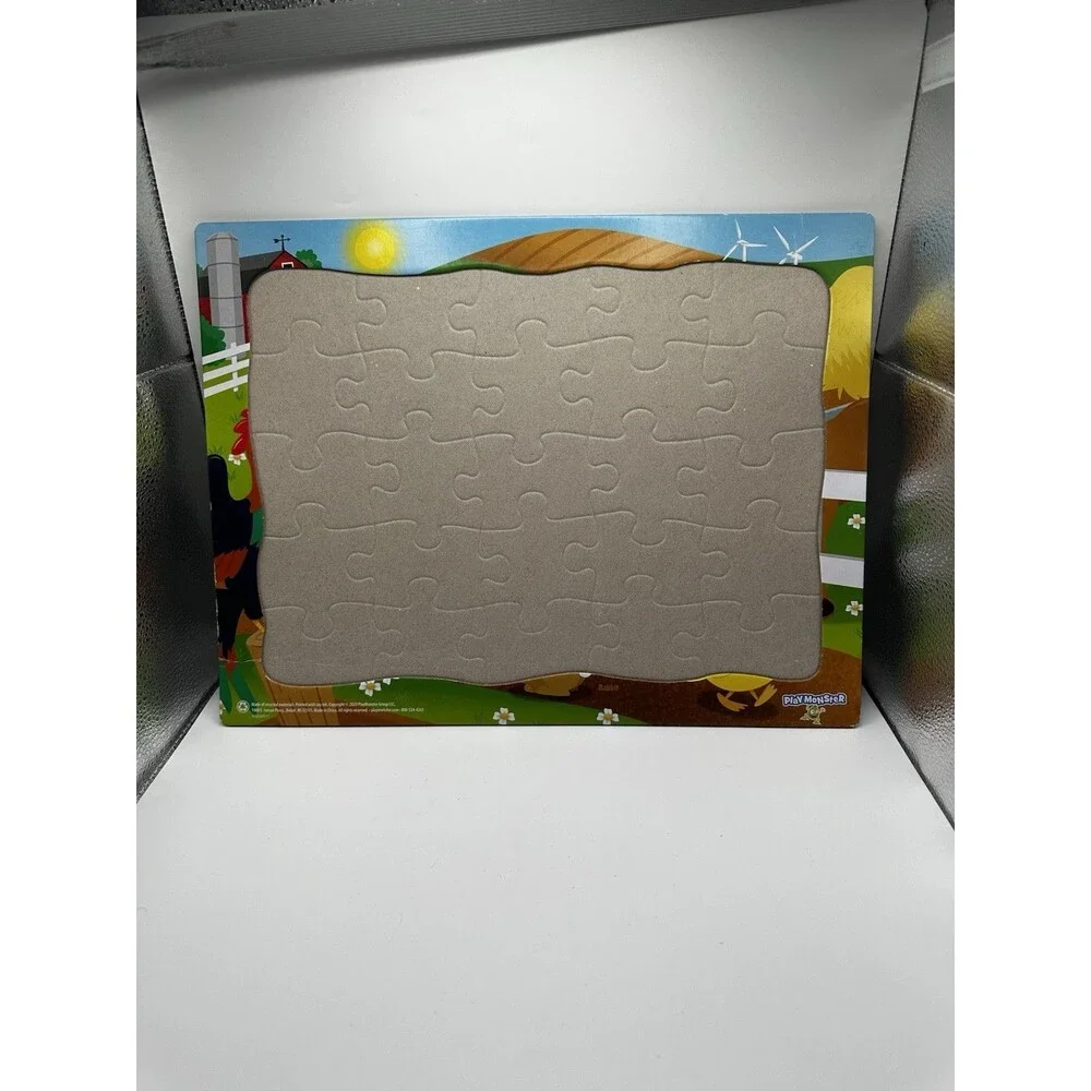 PlayMonster Farm Animals 25 Piece Wooden Frame Tray Puzzle Complete No Box